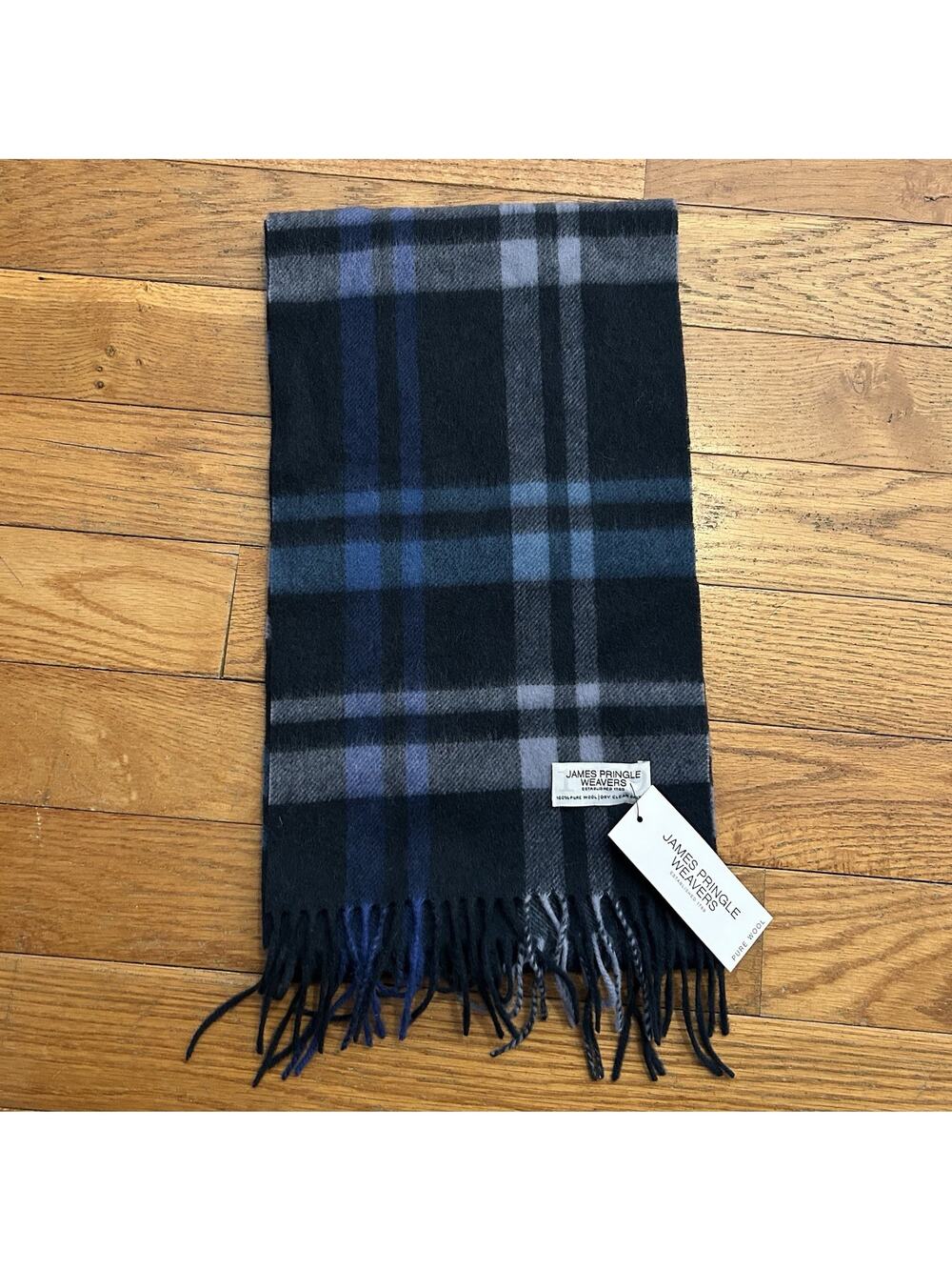 NEW James Pringle Weavers 100% Pure Wool Plaid Scarf 10x72”
